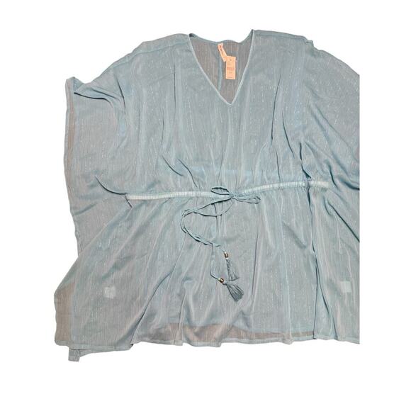 Lane Bryant Cover Up Top Size 30/32 Turquoise 99 Poly/1 Metallic NWT - Picture 1 of 11